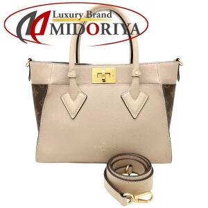 LOUIS VUITTON Monogram On My Side Handbag Greige Gray Brown